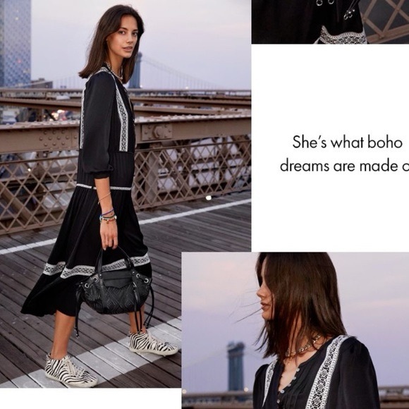 REBECCA MINKOFF Esme boho black dress NWT (belt not included) - Picture 1 of 6